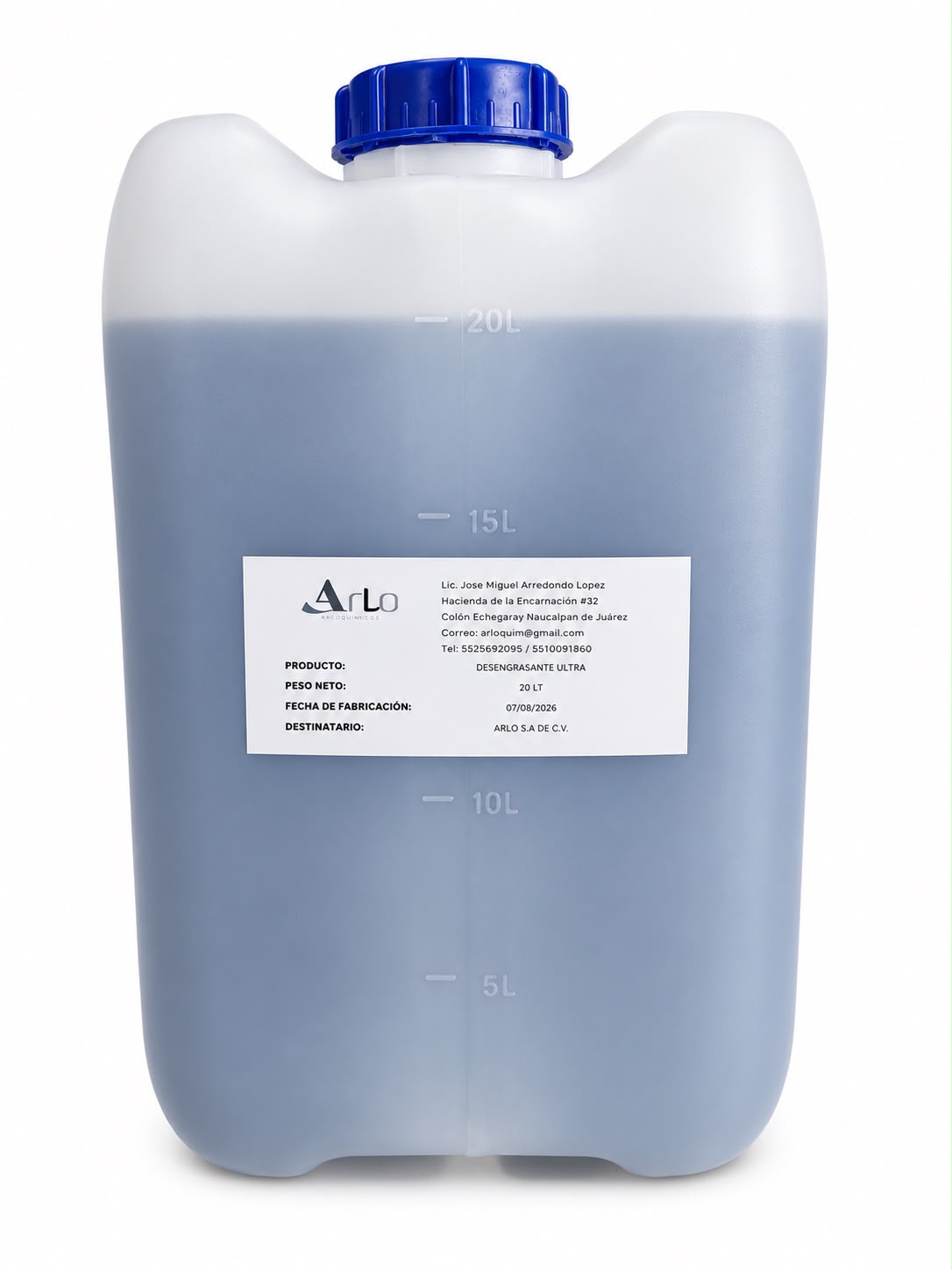 Desengrasante Industrial Ultra ARLO, garrafa de 20 litros